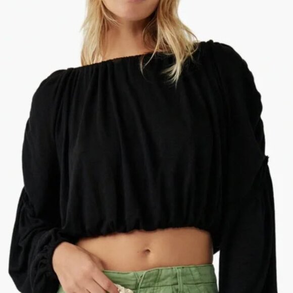 Free People Tops - NWOT Free People In a Dream Ruched Linen Blend Crop Top Size S